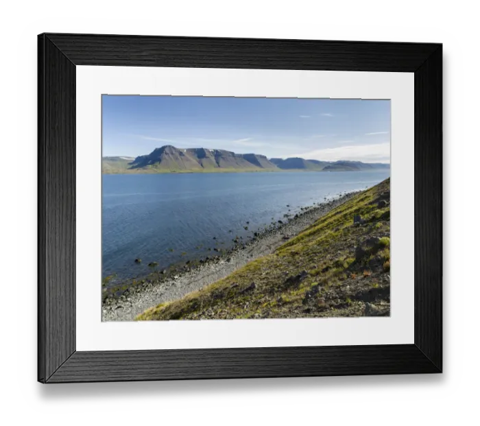 Framed Print : Landscape at fjord Dyrafjordur. The remote Westfjords in northwest Iceland Framed Print : Landscape at fjord Dyrafjordur. The remote Westfjords in northwest Iceland