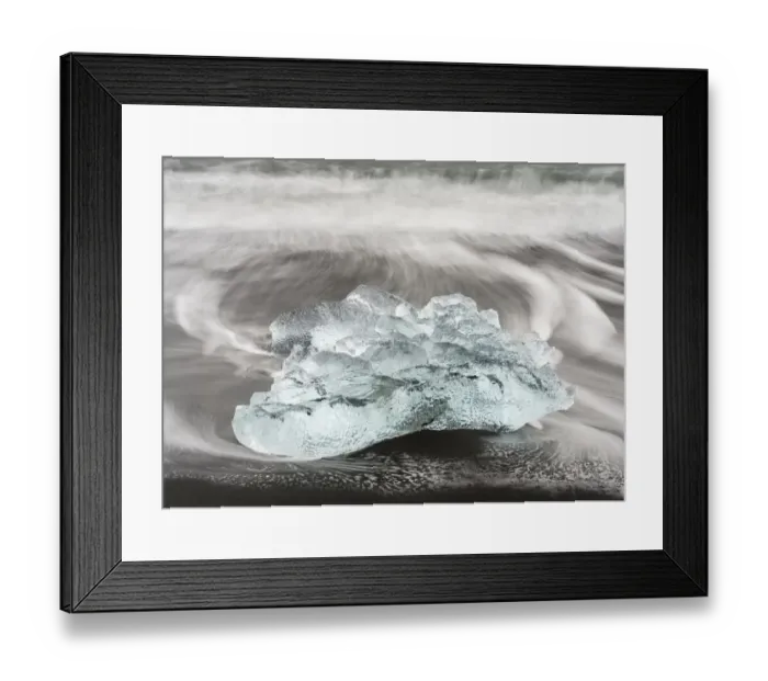 Framed Print : Icebergs on black volcanic beach, Iceland Framed Print : Icebergs on black volcanic beach, Iceland
