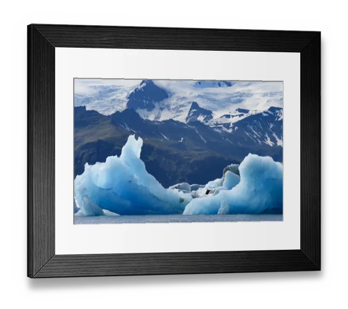 Framed Print : Iceland, floating glaciers form blue ice sculptures in Jokulsarlon, glacier lagoon