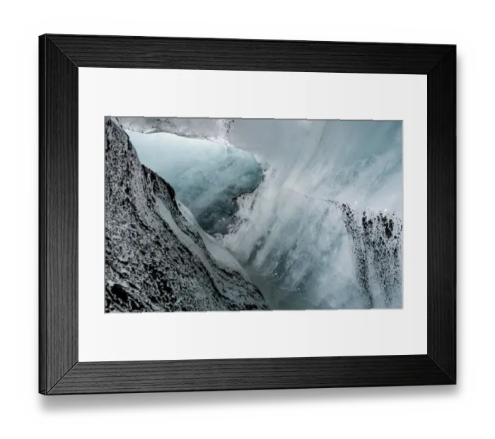 Framed Print : Iceland, abstract ash and blue ice formation on the Solheimajokull Glacier Framed Print : Iceland, abstract ash and blue ice formation on the Solheimajokull Glacier