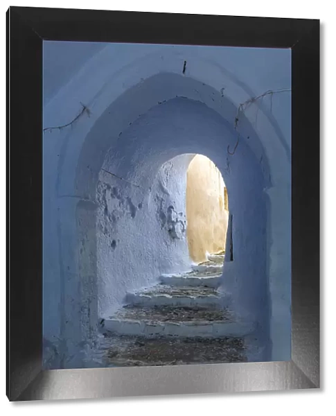 Greece, Santorini, Pyrgos. Building passageway