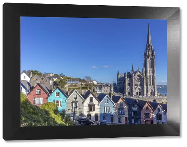 Deck of Card Houses with St. Colmans Cathedral in Cobh, Ireland