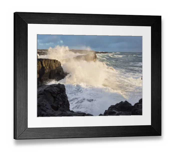 Framed Print : Coastline at Brimketill during winter storm conditions at sunset. Reykjanes Peninsula, Iceland Framed Print : Coastline at Brimketill during winter storm conditions at sunset. Reykjanes Peninsula, Iceland
