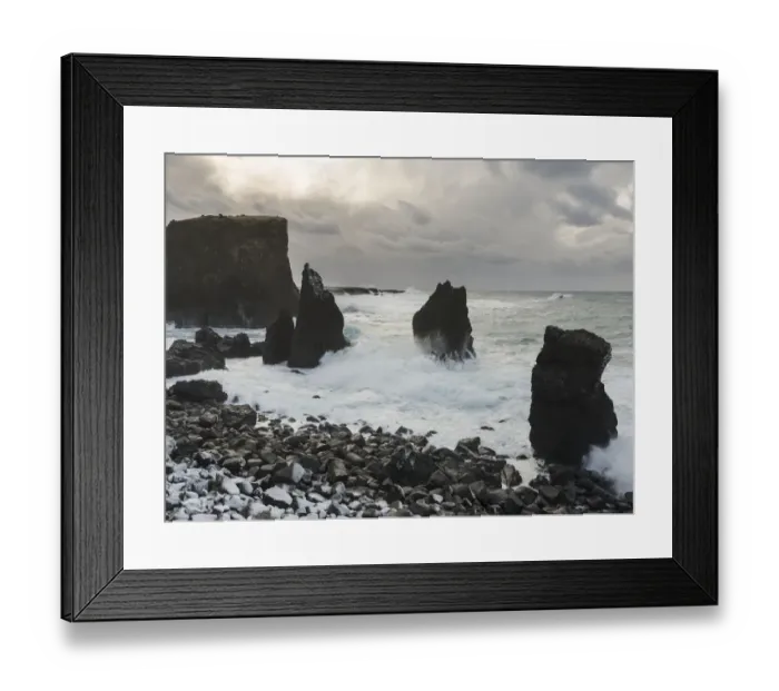 Framed Print : Coast near Reykjanesviti and Valahnukur on Reykjanes peninsula during winter