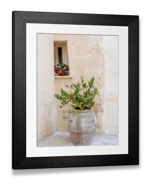Framed Print : Potted plants outside the Sassi houses