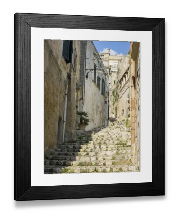 Framed Print : Cobblestone stairs in the old town of Matera Framed Print : Cobblestone stairs in the old town of Matera