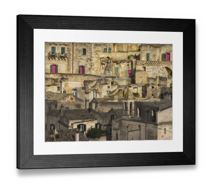 Framed Print : Historic cave dwellings, called Sassi houses, in the village of Matera Framed Print : Historic cave dwellings, called Sassi houses, in the village of Matera