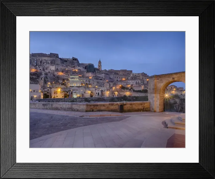 Framed Print : Night cityscape view of Matera Sassi, Basilica, Italy Framed Print : Night cityscape view of Matera Sassi, Basilica, Italy