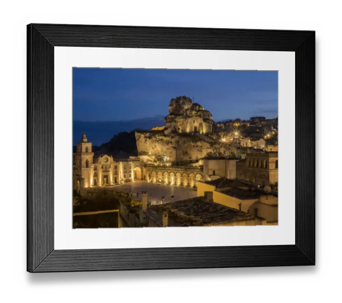Framed Print : The Roman Catholic church of Santa Maria de Idris, cut into the rock in Matera at night Framed Print : The Roman Catholic church of Santa Maria de Idris, cut into the rock in Matera at night