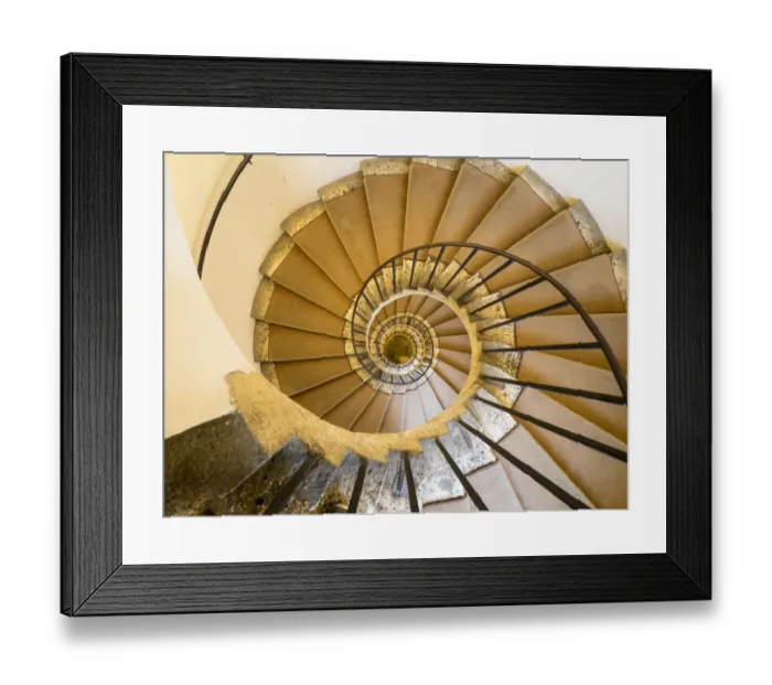 Framed Print : Italy, Lazio, Tivoli, Villa d Este. Spiral staircase
