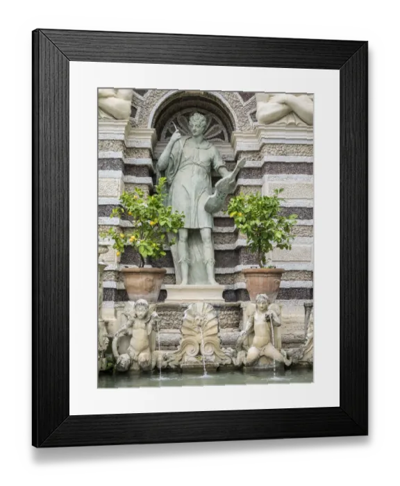 Framed Print : Italy, Lazio, Tivoli, Villa d Este. Statue of Orpheus. The Organ fountain, 1566