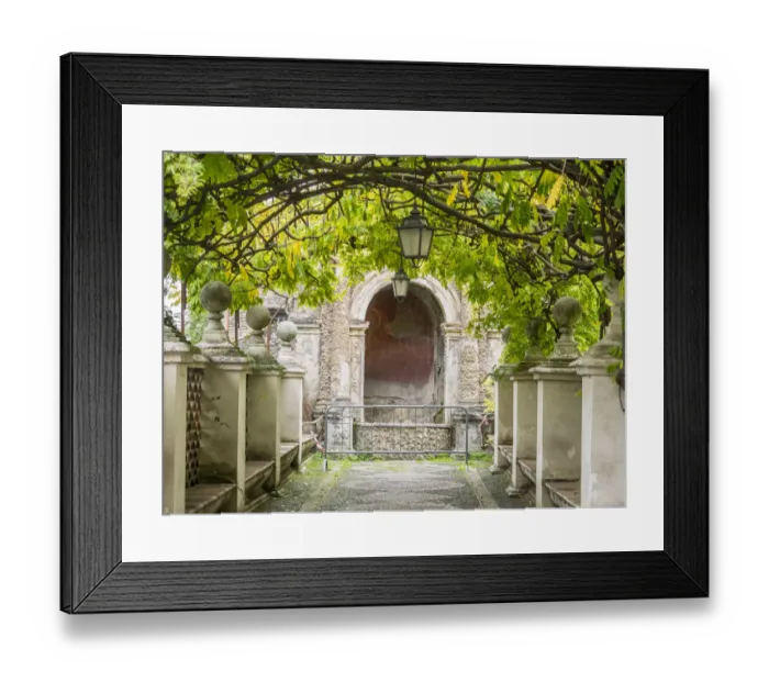 Framed Print : Italy, Lazio, Tivoli, Villa d Este. Walkway in the gardens of Villa d Este Framed Print : Italy, Lazio, Tivoli, Villa d Este. Walkway in the gardens of Villa d Este
