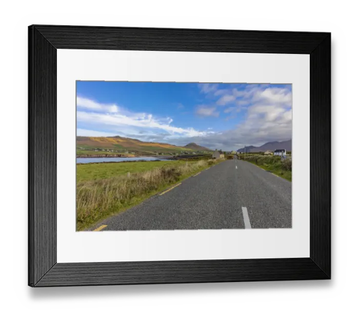Framed Print : Slea Head Drive leads into small town of Ballyferriter on the Dingle Peninsula, Ireland Framed Print : Slea Head Drive leads into small town of Ballyferriter on the Dingle Peninsula, Ireland