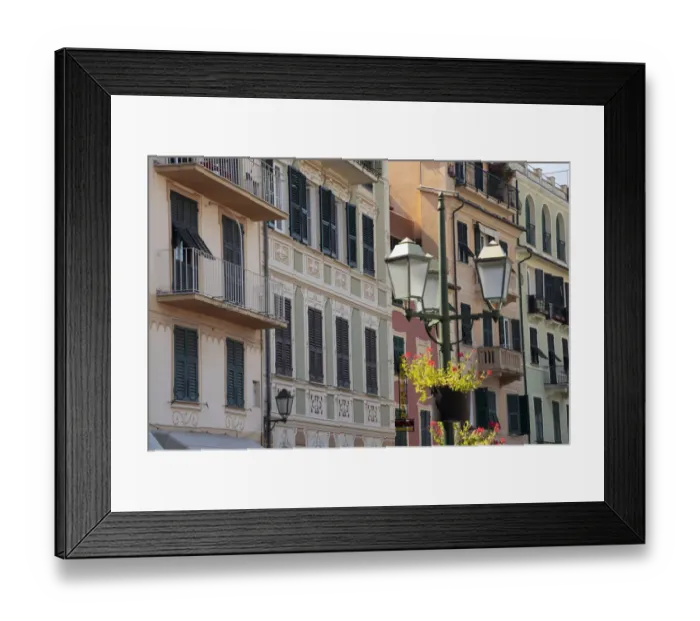 Framed Print : Italy, Liguria, Santa Margherita Ligure. Pastel buildings