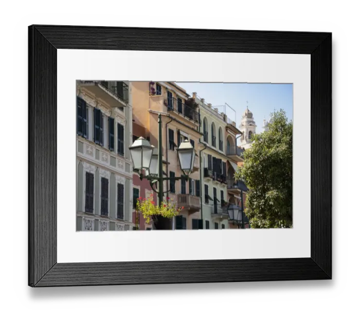 Framed Print : Italy, Liguria Province, Santa Margherita Ligure, pastel buildings