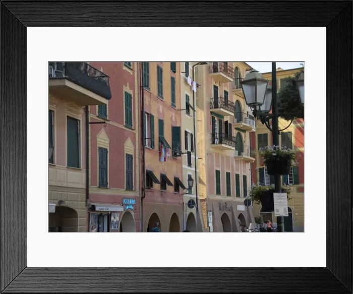 Framed Print : Italy, Liguria Province, Santa Margherita Ligure, pastel buildings Framed Print : Italy, Liguria Province, Santa Margherita Ligure, pastel buildings