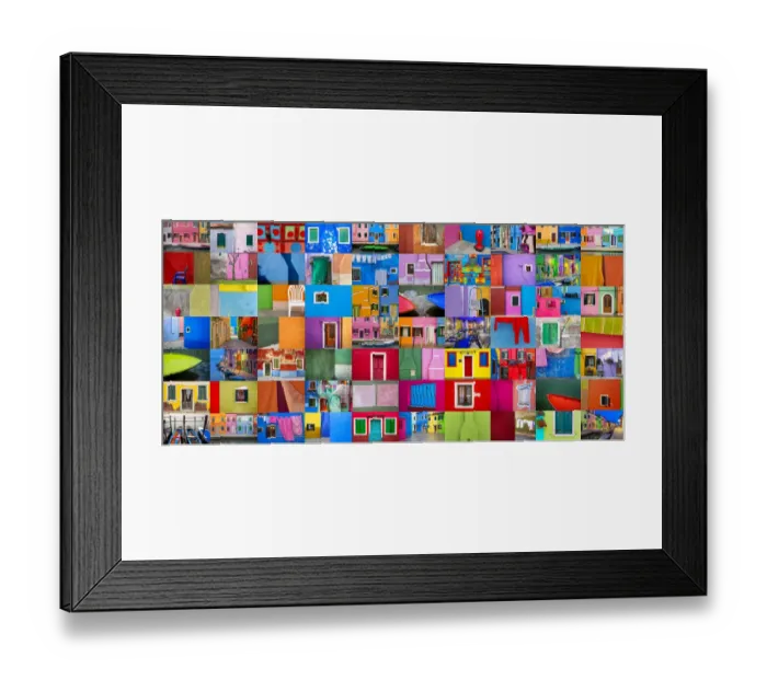 Framed Print : Italy, Burano. Collage of colorful Burano images Framed Print : Italy, Burano. Collage of colorful Burano images