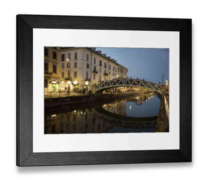 Framed Print : Italy, Lombardy, Milan. Historic Naviglio Grande canal area known for vibrant nightlife Framed Print : Italy, Lombardy, Milan. Historic Naviglio Grande canal area known for vibrant nightlife