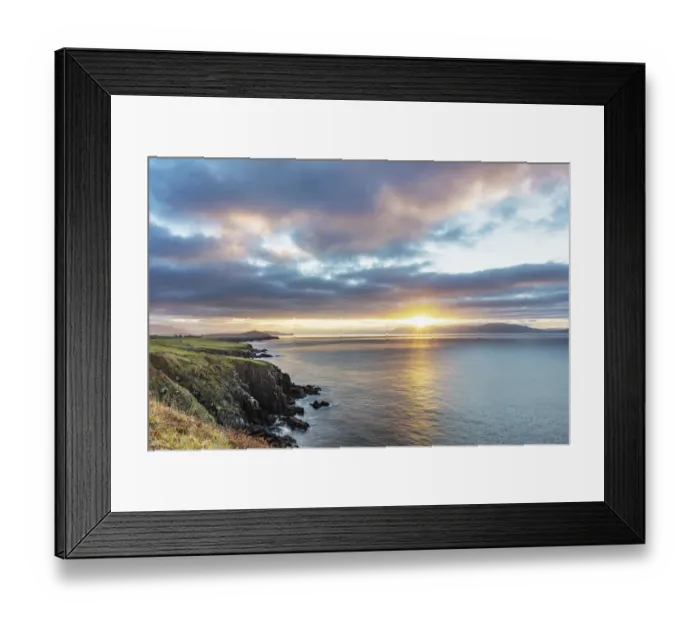 Framed Print : Sunrise over Dingle Bay as fishing boats heads out in County Kerry, Dingle, Ireland Framed Print : Sunrise over Dingle Bay as fishing boats heads out in County Kerry, Dingle, Ireland