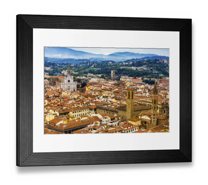 Framed Print : Orange roofs, Badia Florentina Abbey, Santa Croce Church cityscape, Florence, Italy Framed Print : Orange roofs, Badia Florentina Abbey, Santa Croce Church cityscape, Florence, Italy