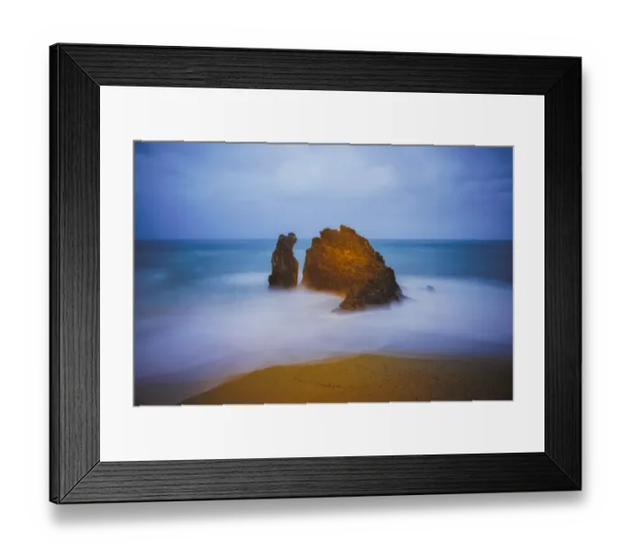 Framed Print : Europe, Italy, Monterosso. Rocks and ocean beach
