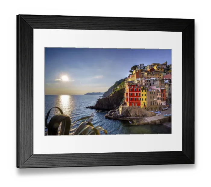 Framed Print : Europe, Italy, Riomaggiore. Sunset on coastal town Framed Print : Europe, Italy, Riomaggiore. Sunset on coastal town