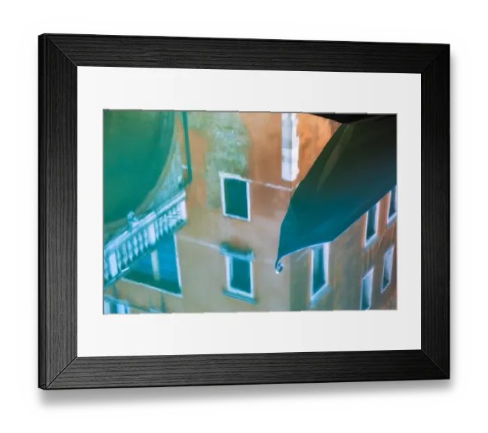 Framed Print : Europe, Italy, Venice. Gondola and building reflect in canal Framed Print : Europe, Italy, Venice. Gondola and building reflect in canal