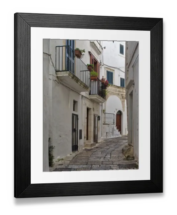 Framed Print : Italy, Puglia, Brindisi, Itria Valley, Ostuni. The narrow alleyways of the old town of Ostuni Framed Print : Italy, Puglia, Brindisi, Itria Valley, Ostuni. The narrow alleyways of the old town of Ostuni