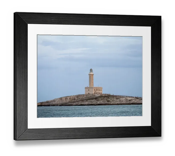Framed Print : Vieste Lighthouse, also Isola Santa Eufemia is an active lighthouse on the islet of Santa Eufemia