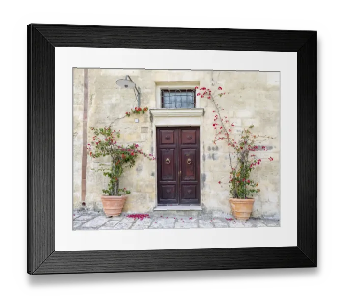 Framed Print : Italy, Basilicata, Matera. Flowers adorning the entrance of a Sassi house Framed Print : Italy, Basilicata, Matera. Flowers adorning the entrance of a Sassi house