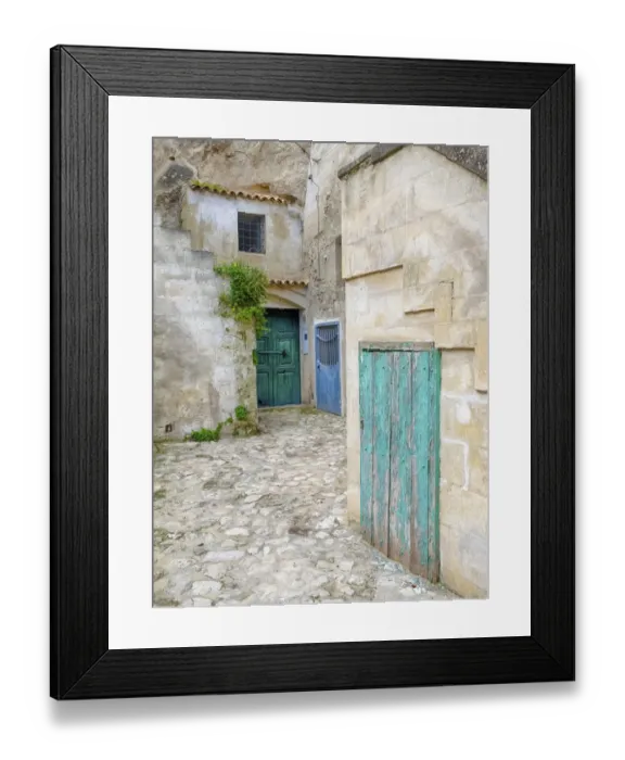 Framed Print : Italy, Basilicata, Matera. Doors in a courtyard in the old town of Matera Framed Print : Italy, Basilicata, Matera. Doors in a courtyard in the old town of Matera