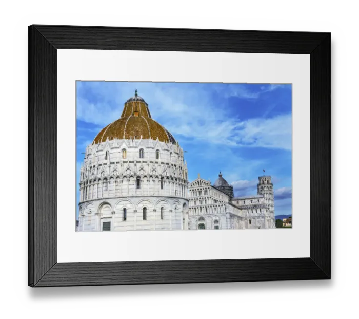 Framed Print : Pisa Baptistery of St. John and Leaning Tower of Pisa, Tuscany Italy. Completed in 1300 s Framed Print : Pisa Baptistery of St. John and Leaning Tower of Pisa, Tuscany Italy. Completed in 1300 s