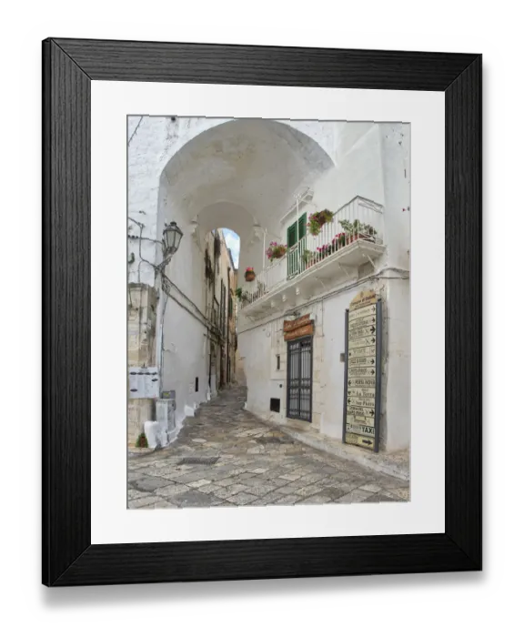 Framed Print : Italy, Puglia, Brindisi, Itria Valley, Ostuni. The narrow alleyways of the old town of Ostuni Framed Print : Italy, Puglia, Brindisi, Itria Valley, Ostuni. The narrow alleyways of the old town of Ostuni