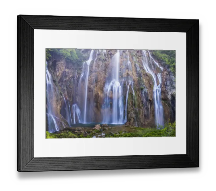 Framed Print : Croatia, Plitvice Lakes National Park. Scenic of waterfall