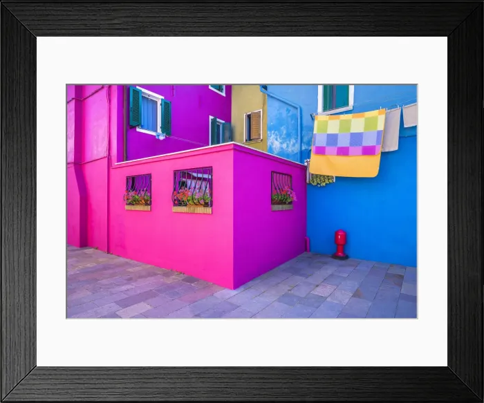 Framed Print : Italy, Burano. Colorful house walls. Credit as: Jim Nilsen  /  Jaynes Gallery  /  DanitaDelimont