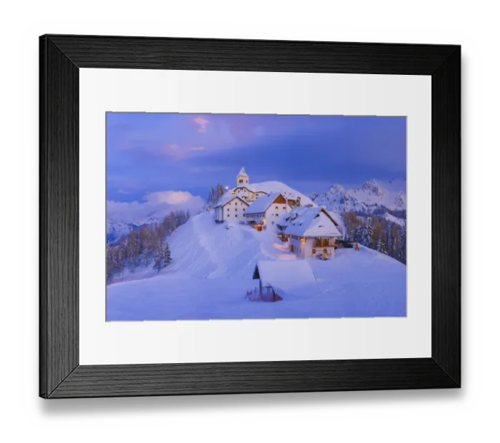 Framed Print : Italy, Monte Lussari. Winter night at ski resort Framed Print : Italy, Monte Lussari. Winter night at ski resort