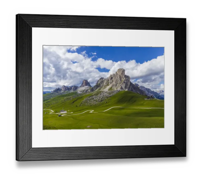 Framed Print : Italy, Dolomites, Giau Pass. Mountain meadow