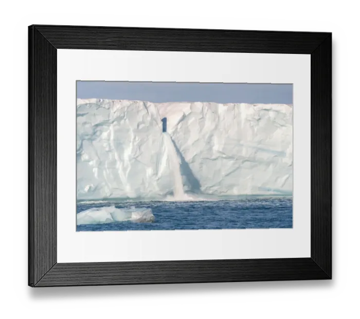 Framed Print : Svalbard, Nordaustlandet Island. Waterfalls cascade from the melting glacier Framed Print : Svalbard, Nordaustlandet Island. Waterfalls cascade from the melting glacier