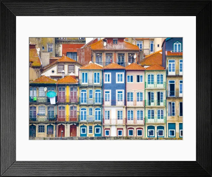 Framed Print : Europe, Portugal, Porto. Colorful building facades next to Douro River. Credit as Framed Print : Europe, Portugal, Porto. Colorful building facades next to Douro River. Credit as