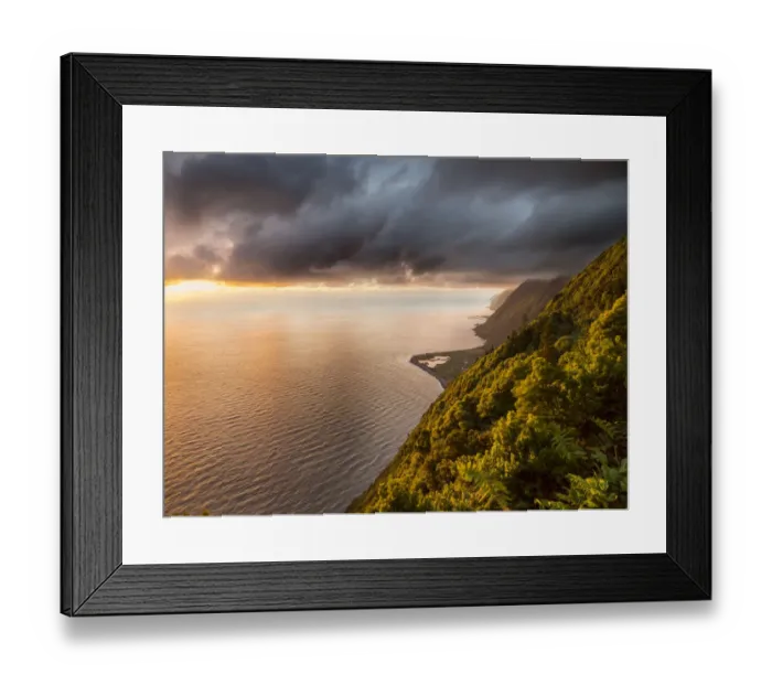 Framed Print : Faja dos Cubres and Faja da Caldeira de Santo Cristo. Sao Jorge Island, Azores, Portugal Framed Print : Faja dos Cubres and Faja da Caldeira de Santo Cristo. Sao Jorge Island, Azores, Portugal