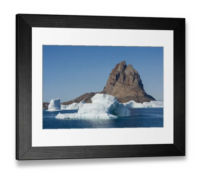 Framed Print : Greenland. Uummannaq. Uummannaq mountain and iceberg