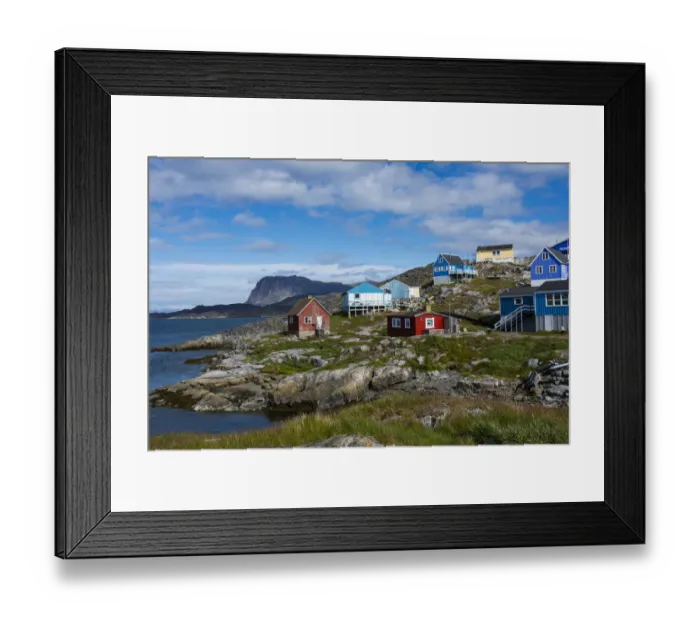 Framed Print : Greenland. Itilleq. Colorful houses dot the hillside Framed Print : Greenland. Itilleq. Colorful houses dot the hillside