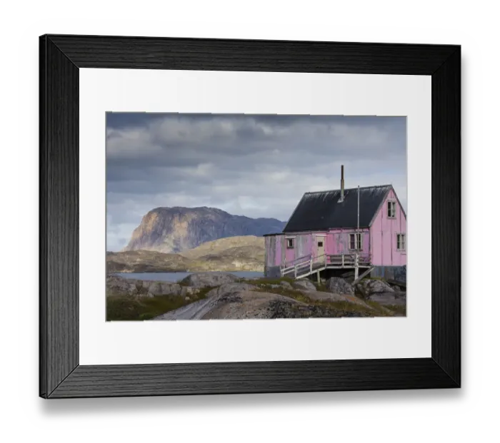 Framed Print : Greenland, Itilleq. Worn pink house Framed Print : Greenland, Itilleq. Worn pink house