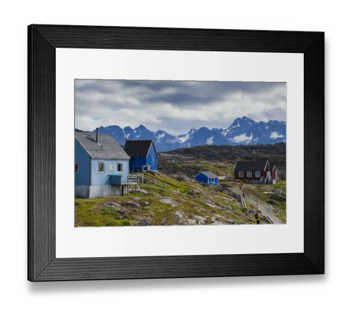 Framed Print : Greenland, Itilleq. Visitors exploring town Framed Print : Greenland, Itilleq. Visitors exploring town