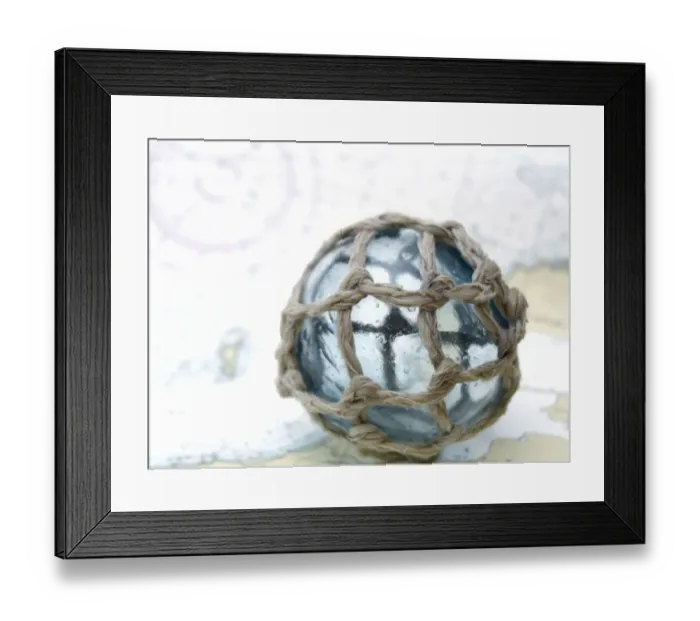 Framed Print : Japanese glass fishing float on nautical chart Framed Print : Japanese glass fishing float on nautical chart