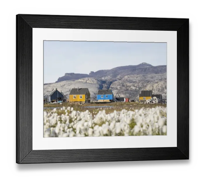 Framed Print : Small fishing village Ikerasak on Ikerask island in the Uummannaq Fjord System, Greenland