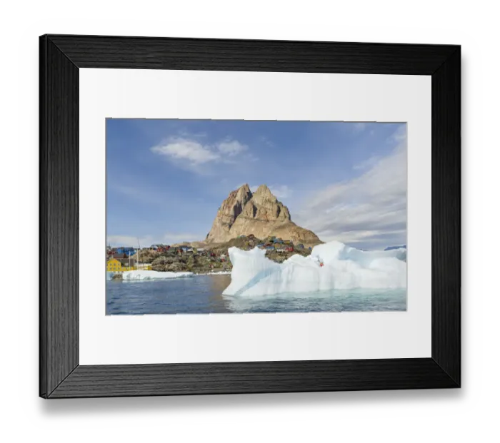 Framed Print : The town Uummannaq, northwest of Greenland, located on an island in the Uummannaq Fjord System Framed Print : The town Uummannaq, northwest of Greenland, located on an island in the Uummannaq Fjord System