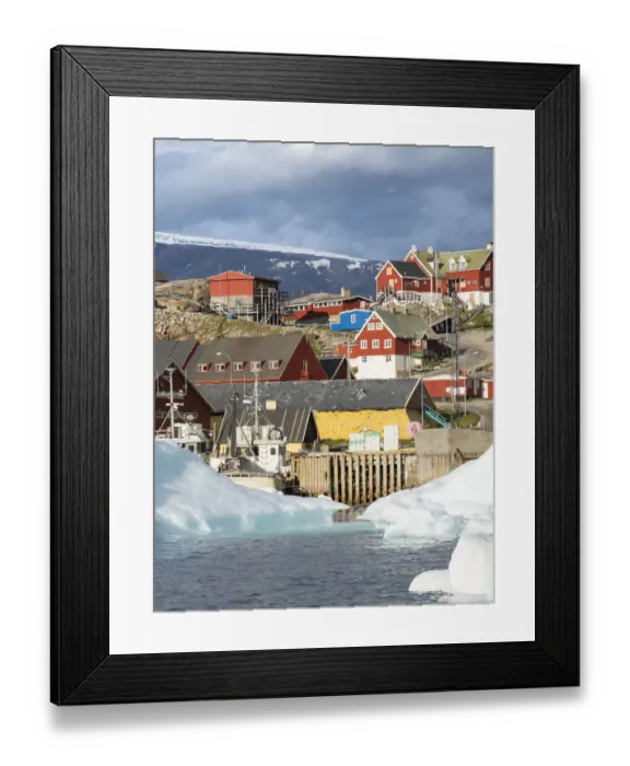 Framed Print : Uummannaq harbor and town, northwest of Greenland, located on an island in the Uummannaq Framed Print : Uummannaq harbor and town, northwest of Greenland, located on an island in the Uummannaq
