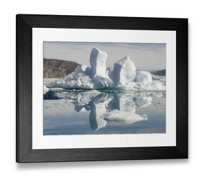 Framed Print : Fjord with icebergs, in the background the Eqip Sermia glacier in Denmarks overseas territory