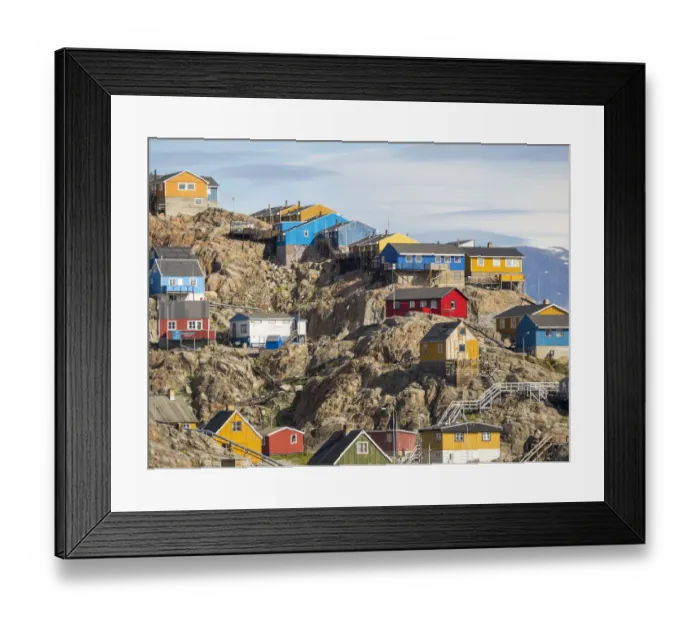 Framed Print : Town of Uummannaq, northwest Greenland, located on an island in the Uummannaq Fjord System Framed Print : Town of Uummannaq, northwest Greenland, located on an island in the Uummannaq Fjord System